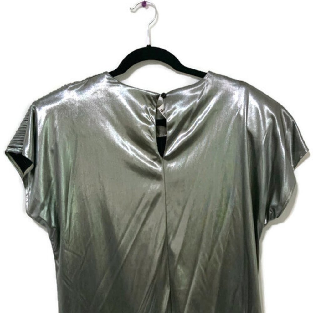 New 1980's Jeri Marque Silver Lame Pullover Top - Picture 4 of 4